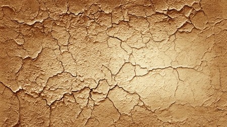 Earth-toned cracked surface in an open flatland resembling drought-stricken terrainの素材