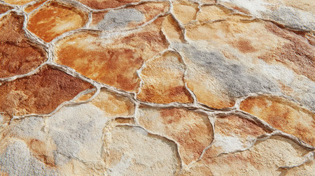 Textured desert ground with alternating cracks and mounds in warm earthy tonesの素材