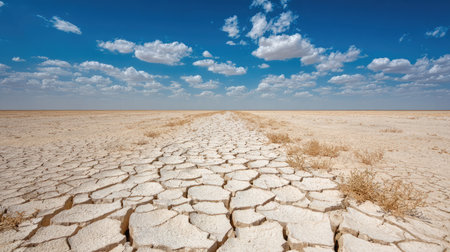 Wide expanse of broken ground with desert-like characteristics and no vegetationの素材