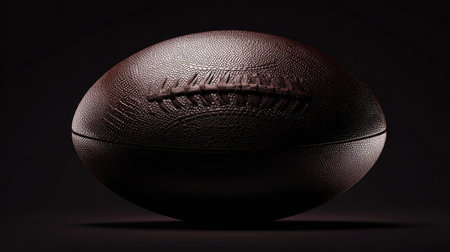 Clean product shot of rugby ball over dark gradient backgroundの素材
