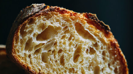Thick-cut artisanal toast with rough crust edges and airy crumb close-upの素材