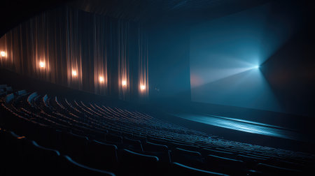 Empty professional space with clean projector setup and smart lighting design for presentationsの素材