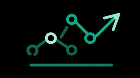 Simplified line chart with high contrast elements and a clean arrow showing progressの素材