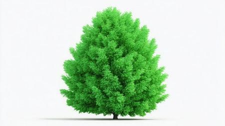 Bright green tree model designed for architectural mockups placed on clean whiteの素材