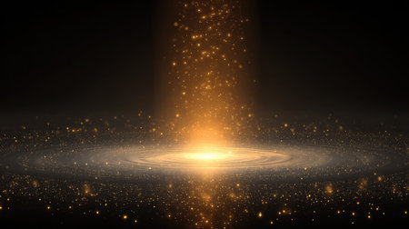 Abstract background with glowing spotlight beam forming central haloの素材