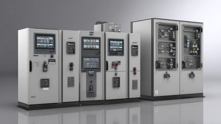 Electrical control cabinets with digital displays and power usage tracking systemsの素材