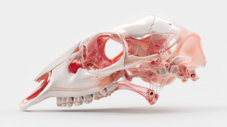 Digital anatomical model of the sphenoid joint in soft pastel tones on a white backgroundの素材