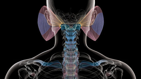 Highlighted rendering of the sphenoid joint's wings and body in a softly lit anatomical diagramの素材