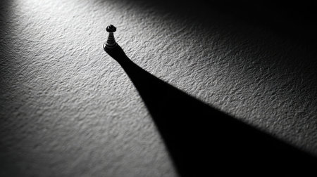 Spotlight casting silhouette shadow of geometric object on monochrome backgroundの素材