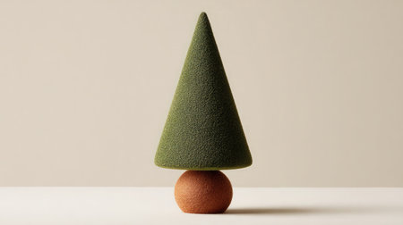 Small D foam tree with matte green top and brown trunk standing on whiteの素材