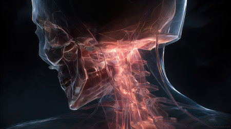 Artistic representation of the human skull base showing sphenoid bone in subtle soft lightの素材