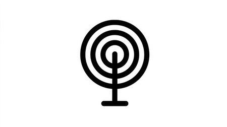 Simplistic line-drawing style tree symbol with circular canopy isolated on whiteの素材