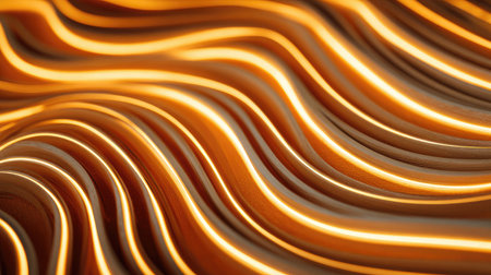 Abstract background of glowing neon lines forming a wave pattern across the frameの素材