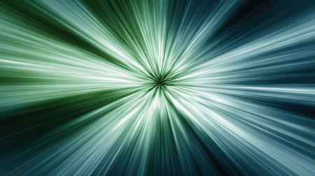 Abstract green gradient with light rays spreading outward from the centerの素材