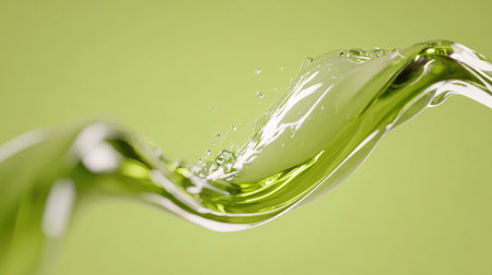 Green abstract liquid texture flowing with dynamic light reflectionの素材