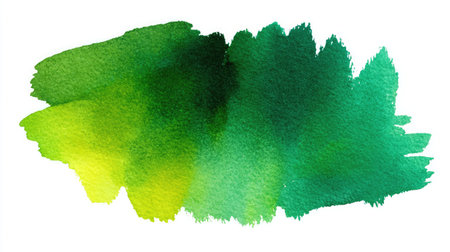 High-resolution green watercolor texture blending into soft artistic strokesの素材