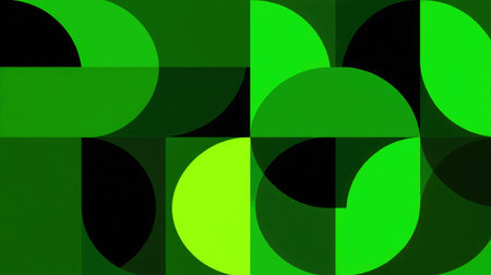Repeating geometric pattern in green tones forming a retro-style seamless backgroundの素材