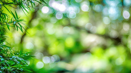 Out-of-focus nature background in bright green with gentle light bokehの素材
