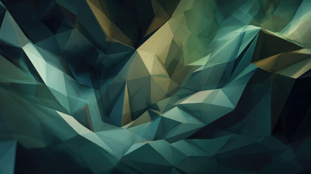 Abstract dark green polygon pattern forming a modern low-poly surfaceの素材