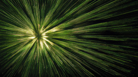 Abstract green gradient with light rays spreading outward from the centerの素材
