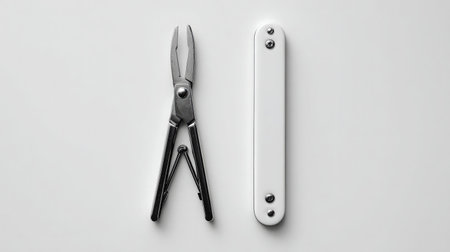 Nail clipper and matching nail file side by side on a white background, neat grooming setの素材