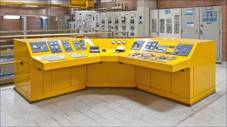 Emergency power cut-off station and alarms in a nuclear energy facilityの素材