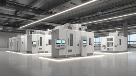 Technology-driven energy systems showing power conversion modules in a labの素材