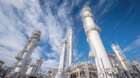 Clean distillation columns processing hydrocarbons with advanced valves, pumps, and cooling towersの素材