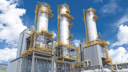 Process-intensive environment with refined metal towers separating complex hydrocarbon mixturesの素材