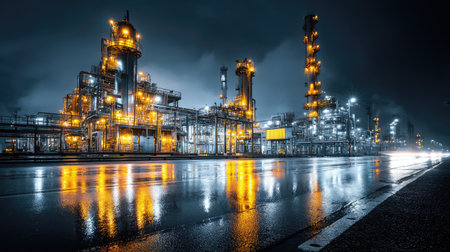 Reflective metal distillation units operating  in a high-tech petrochemical facilityの素材