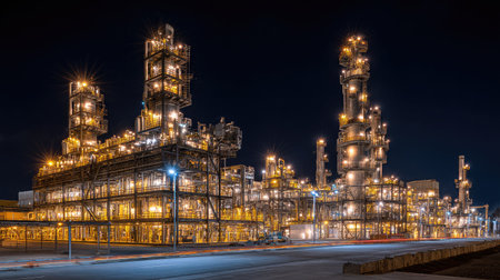 Reflective metal distillation units operating  in a high-tech petrochemical facilityの素材