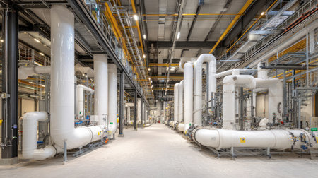 Ultra-clean distillation plant with modern pipework and control systems refining crude oilの素材