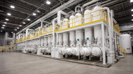 Ultra-clean distillation plant with modern pipework and control systems refining crude oilの素材