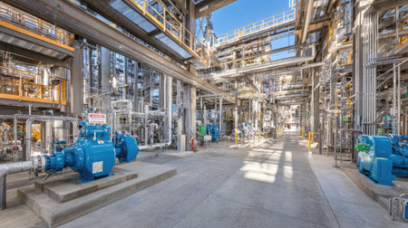 Clean distillation columns processing hydrocarbons with advanced valves, pumps, and cooling towersの素材