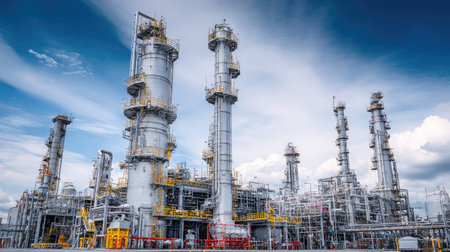 Clean distillation columns processing hydrocarbons with advanced valves, pumps, and cooling towersの素材