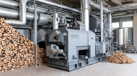 Biomass processing area in a renewable power facility with fuel feed systemの素材