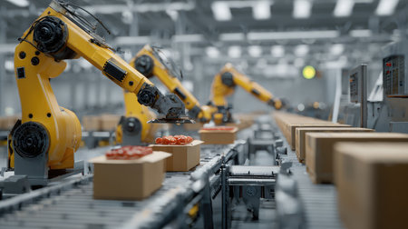 Automated inspection station scanning for contaminants in food packaging lineの素材