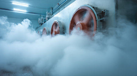 Liquid nitrogen freezing unit preserving perishable foods in a high-tech labの素材