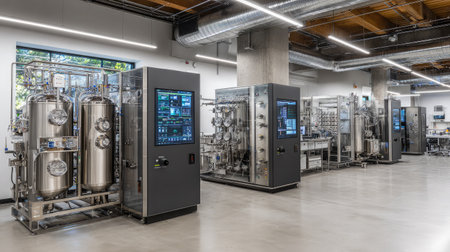 Liquid nitrogen freezing unit preserving perishable foods in a high-tech labの素材