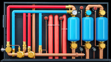 Radiator pipes and expansion tanks in the heating circuit of a power unitの素材