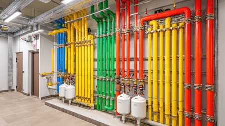 Radiator pipes and expansion tanks in the heating circuit of a power unitの素材