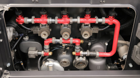 Radiator pipes and expansion tanks in the heating circuit of a power unitの素材