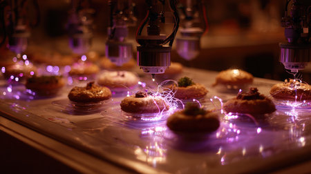 Robotic system applying toppings on baked goods with laser guidanceの素材