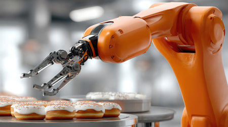 Robotic system applying toppings on baked goods with laser guidanceの素材