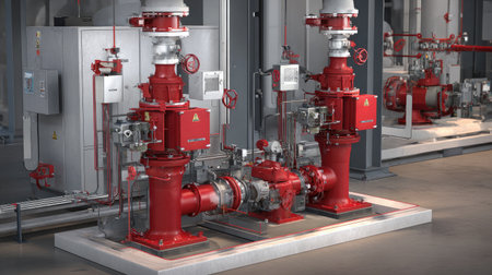 Safety valve system in a high-pressure steam pipe network inside a power stationの素材