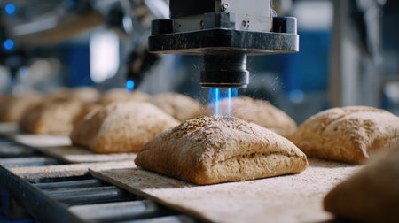 Robotic system applying toppings on baked goods with laser guidanceの素材