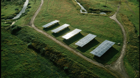 Solar panel field integrated with conventional power infrastructure for hybrid energyの素材