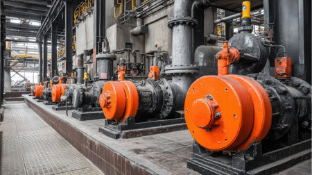 Thermal power plant during maintenance shutdown with exposed systemsの素材