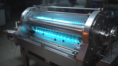 UV sterilizer tunnel used for food safety treatment on packaged productsの素材