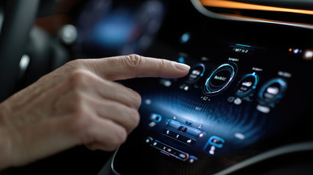 In-car virtual assistant interface shown on dashboard screen in concept carの素材